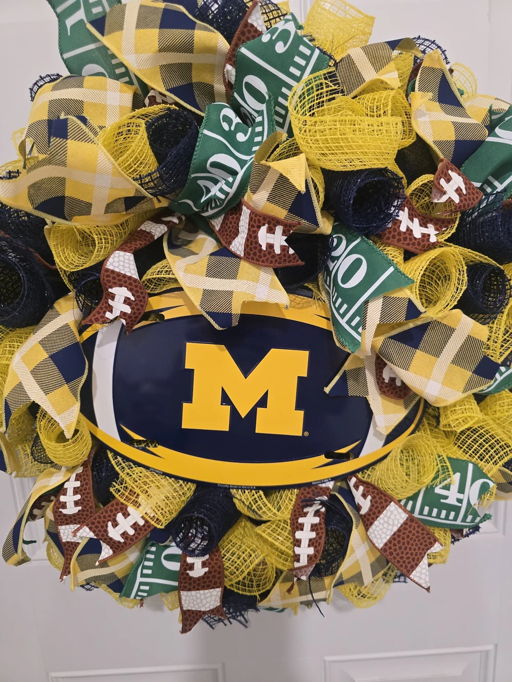 University of Michigan Yellow & Navy Football Wreath